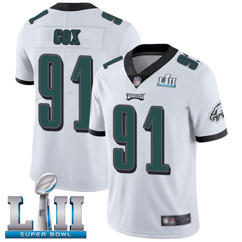 Men Philadelphia Eagles #91 Fletcher Cox White Vapor Untouchable NFL Jersey Limited Player Super Bowl LII